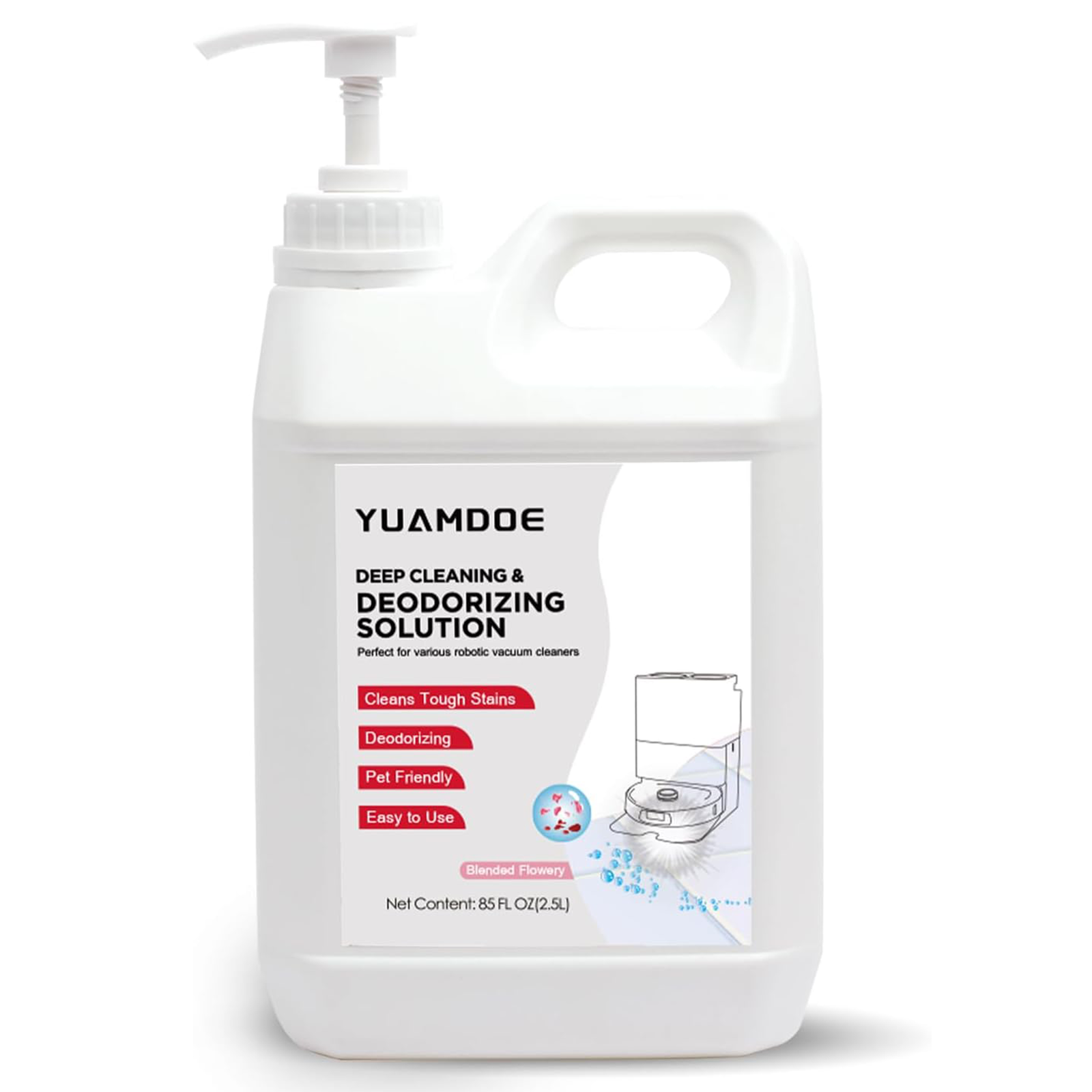 Deep Cleaning & Deodorizing Solution, 33.8FL OZ/1L, Designed for Roborock, Compatible with Saros Series, S8 Series, S7 Series, Q Revo Series, Q Series, Lavender Fragrance
